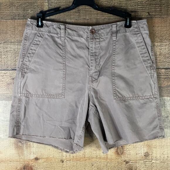 Madewell Cutoff Fatigue Tan Khaki Shorts Raw Rolled Hem Size 27 - Picture 2 of 10